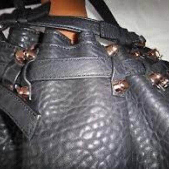 Alexander Wang Shredded Leather Black Studded Diego Convertible Bag - Picture 5 of 6